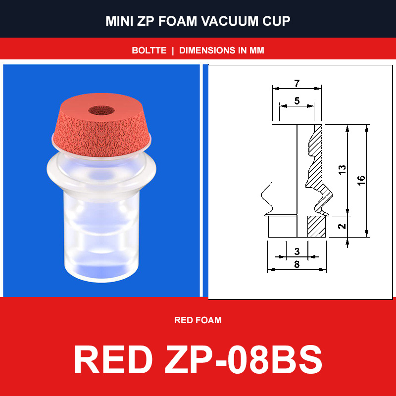 Red ZP-08BS - Mini ZP Foam Vacuum Suction Cups | Black & Red Foam