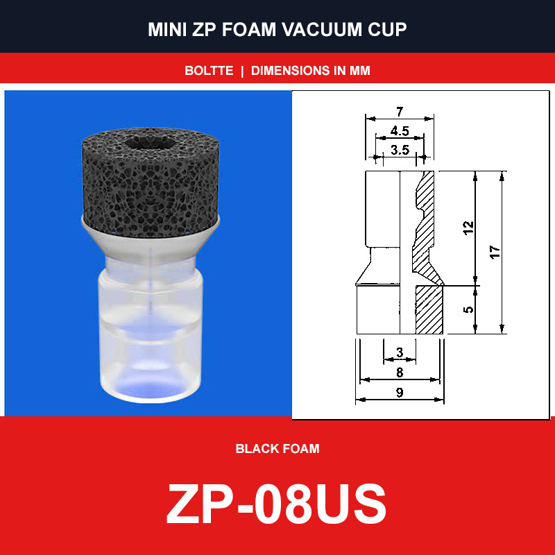 ZP-08US - Mini ZP Foam Vacuum Suction Cups | Black & Red Foam
