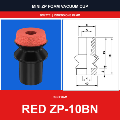 Red ZP-10BN - Mini ZP Foam Vacuum Suction Cups | Black & Red Foam