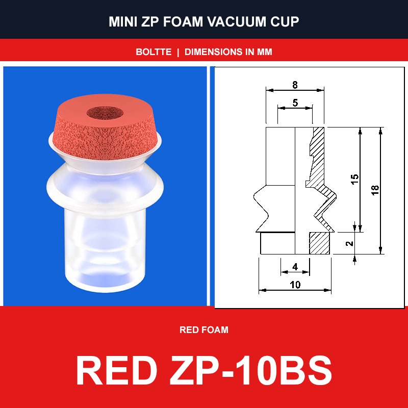 Red ZP-10BS - Mini ZP Foam Vacuum Suction Cups | Black & Red Foam