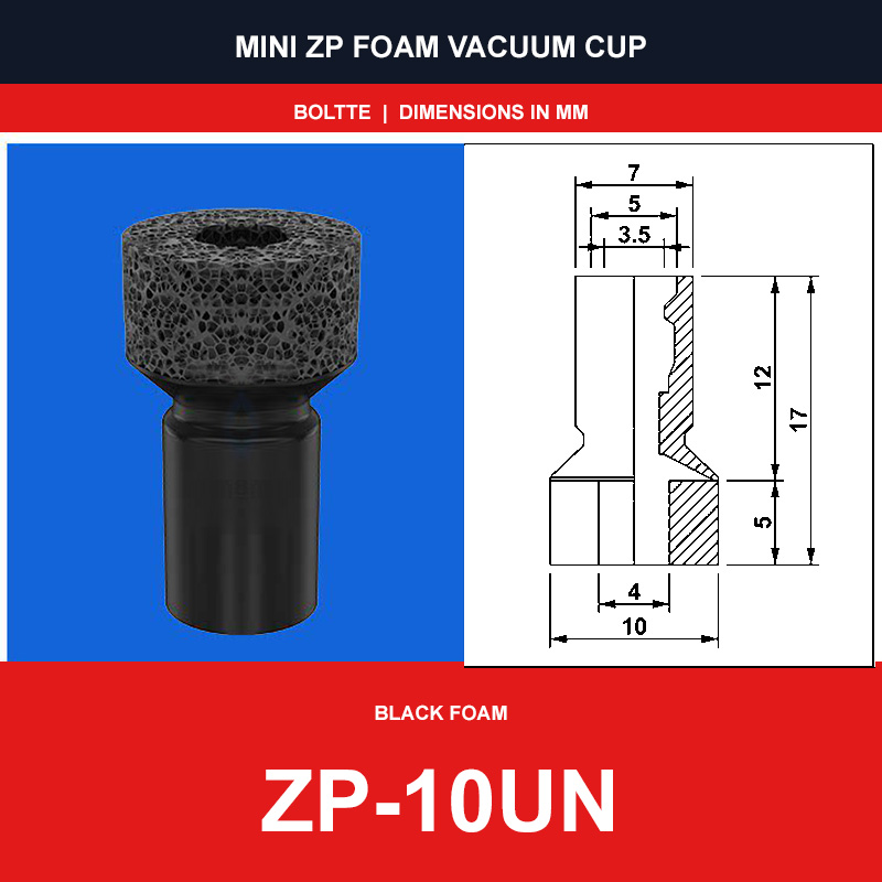 ZP-10UN - Mini ZP Foam Vacuum Suction Cups | Black & Red Foam