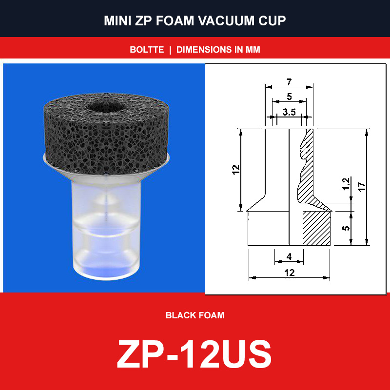 ZP-12US - Mini ZP Foam Vacuum Suction Cups | Black & Red Foam