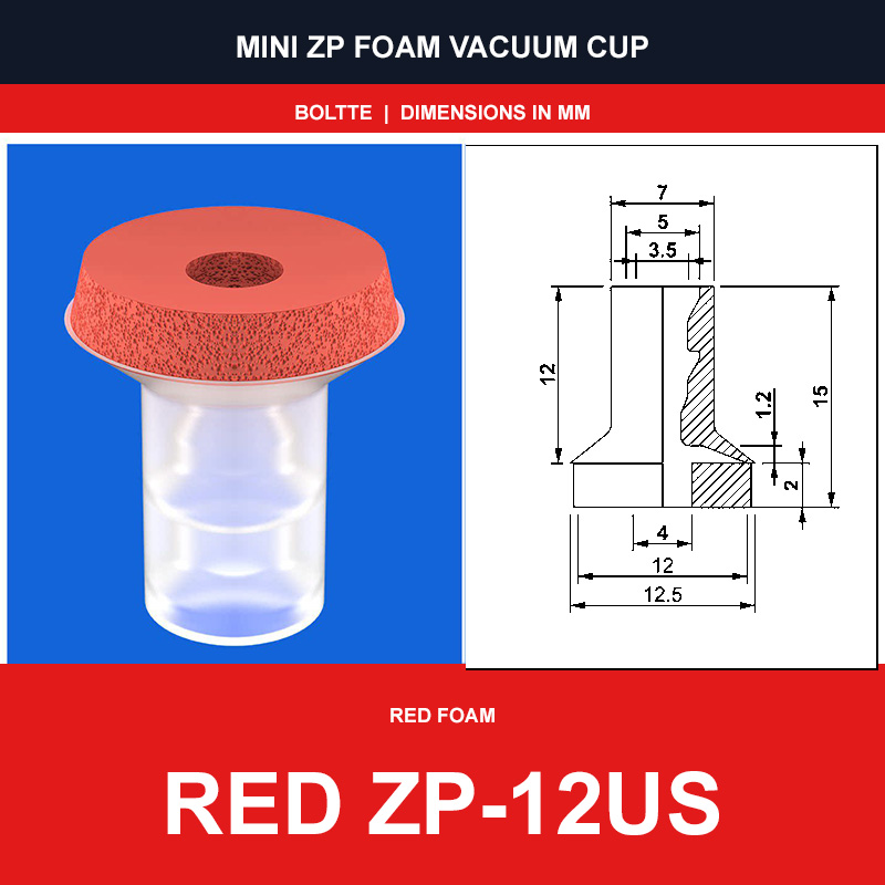 Red ZP-12US - Mini ZP Foam Vacuum Suction Cups | Black & Red Foam