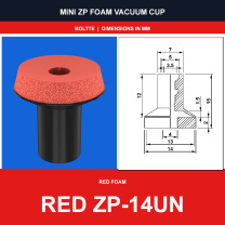 Red ZP-14UN - Mini ZP Foam Vacuum Suction Cups | Black & Red Foam