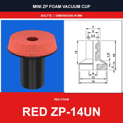 Red ZP-14UN - Mini ZP Foam Vacuum Suction Cups | Black & Red Foam