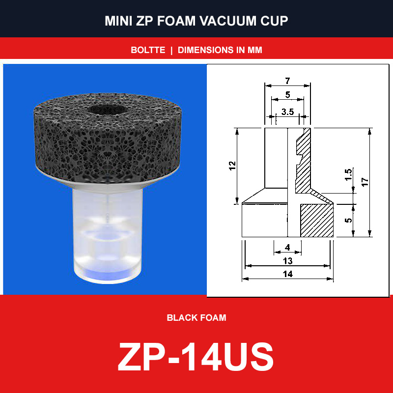 ZP-14US - Mini ZP Foam Vacuum Suction Cups | Black & Red Foam