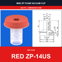 Red ZP-14US - Mini ZP Foam Vacuum Suction Cups | Black & Red Foam