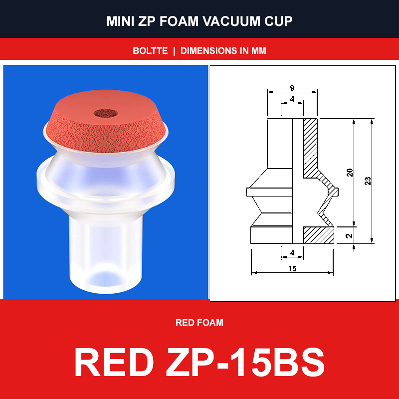 Red ZP-15BS - Mini ZP Foam Vacuum Suction Cups | Black & Red Foam
