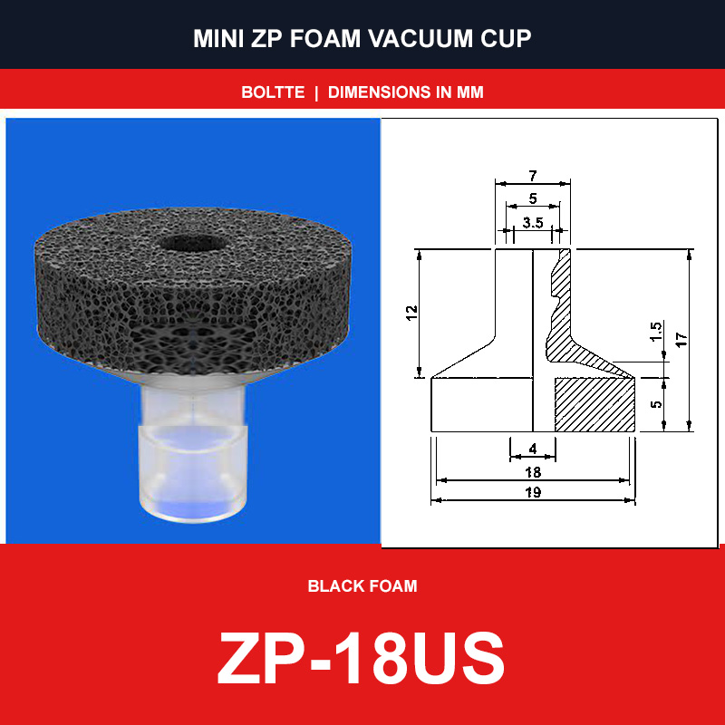ZP-18US - Mini ZP Foam Vacuum Suction Cups | Black & Red Foam