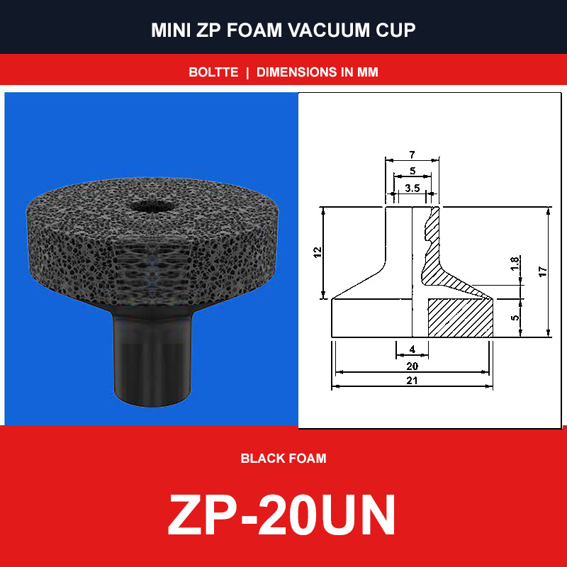 ZP-20UN - Mini ZP Foam Vacuum Suction Cups | Black & Red Foam