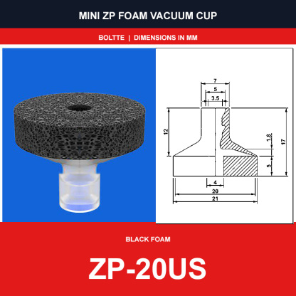 ZP-20US - Mini ZP Foam Vacuum Suction Cups | Black & Red Foam