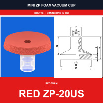 Red ZP-20US - Mini ZP Foam Vacuum Suction Cups | Black & Red Foam