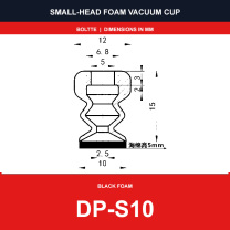 DP-S10 - Small-Head Black Foam Vacuum Suction Cups | SP, DP & MP