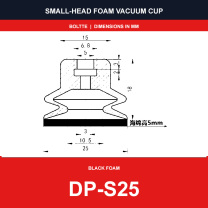 DP-S25 - Small-Head Black Foam Vacuum Suction Cups | SP, DP & MP