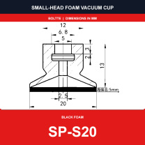 SP-S20 - Small-Head Black Foam Vacuum Suction Cups | SP, DP & MP