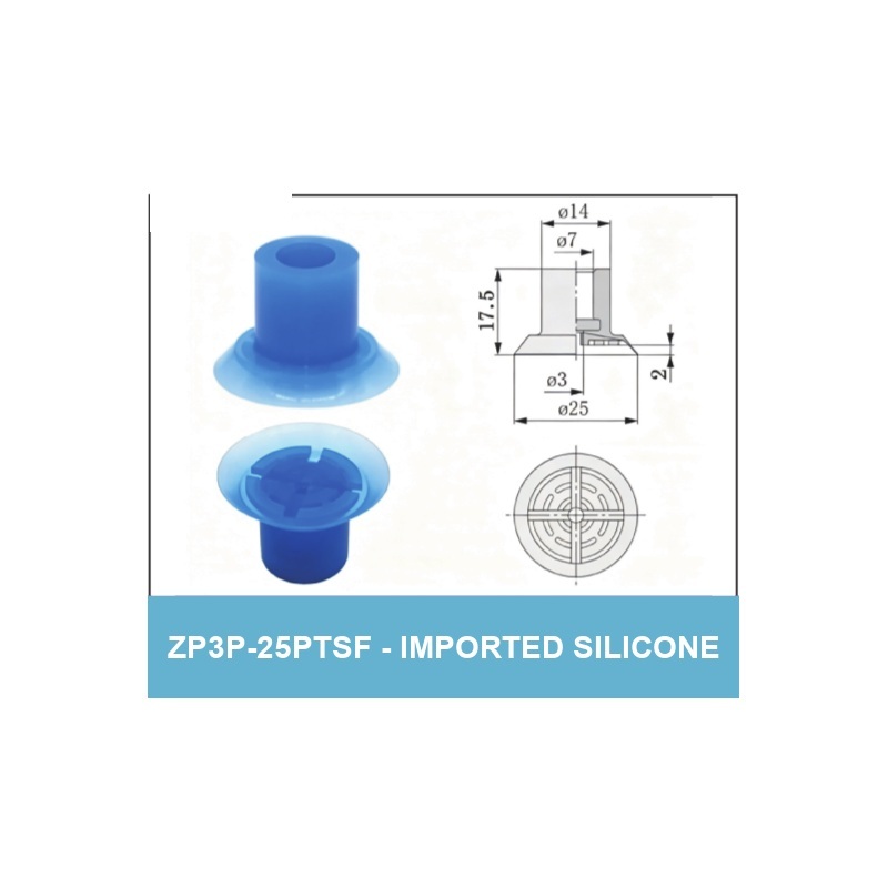 ZP3P-25PTSF - Imported Silicone - ZP3P Bag Opening Vacuum Suction Cups & Fittings
