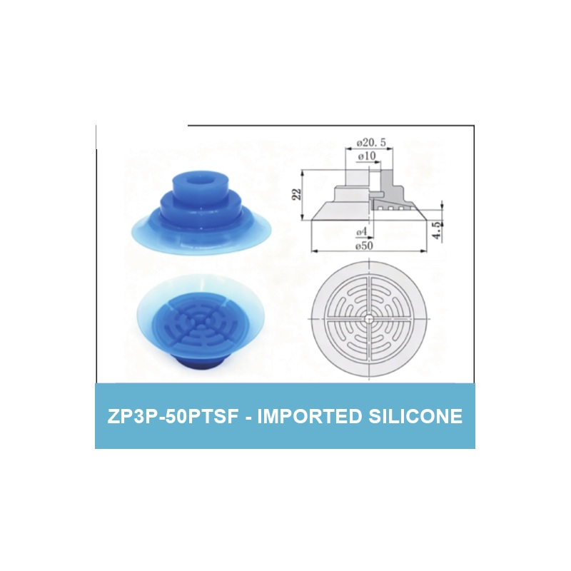 ZP3P-50PTSF - Imported Silicone - ZP3P Bag Opening Vacuum Suction Cups & Fittings