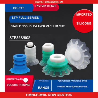 BM20-B-M18- Row 30-STP35 - STP35/STP60 Bag Opening Vacuum Suction Cup Assemblies