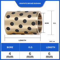 BOLTTE graphite bronze self-lubricating bushing 4 mm bore, 6 mm OD, 6 mm length