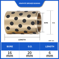 BOLTTE Graphite Bronze Self-Lubricating Bushings - 16-28 mm Bore