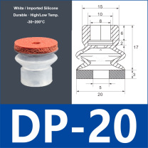 DP-20 white silicone vacuum suction cup with red foam pad, 8 mm mounting hole