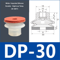 DP-30 white silicone vacuum suction cup with red foam pad, 8 mm mounting hole
