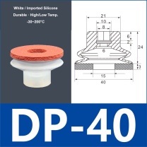 DP-40 white silicone vacuum suction cup with red foam pad, 8 mm mounting hole