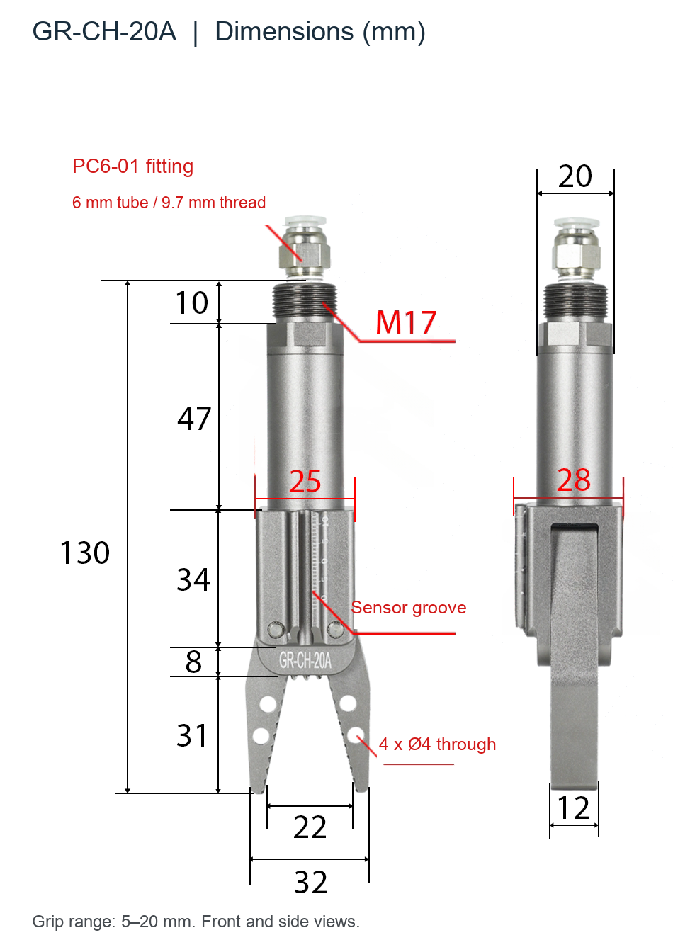 GR CH 20A dimensions