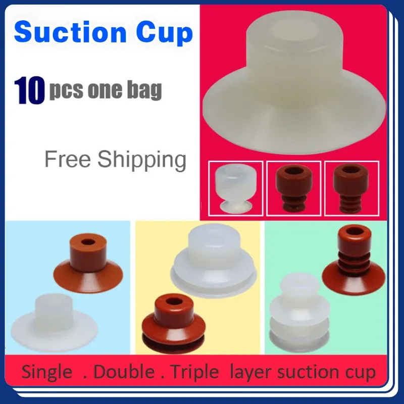 10pcs Vacuum Chuck Pneumatic Components MP BT Industrial Silicone Strong Suction Cups Nozzle Large Head Red White Triple Layer-BOLTTE