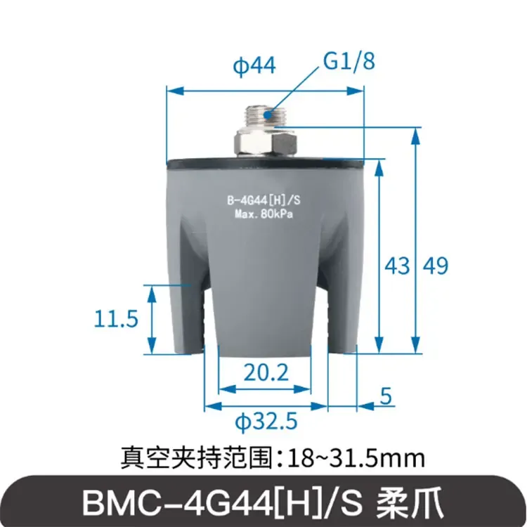 SOVE Soft Touch Soft Claw Injection Molding Machine Flexible Manipulator Accessories Pneumatic Fixture BMC-4G44[H]/S