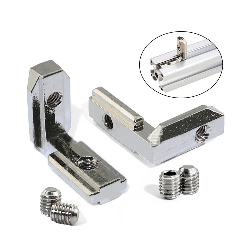 10PCS T Slot L-Shape Aluminum Profile Interior Corner Connector Joint Bracket for 2020 3030 4040 4545 EU Alu-profile with Screws