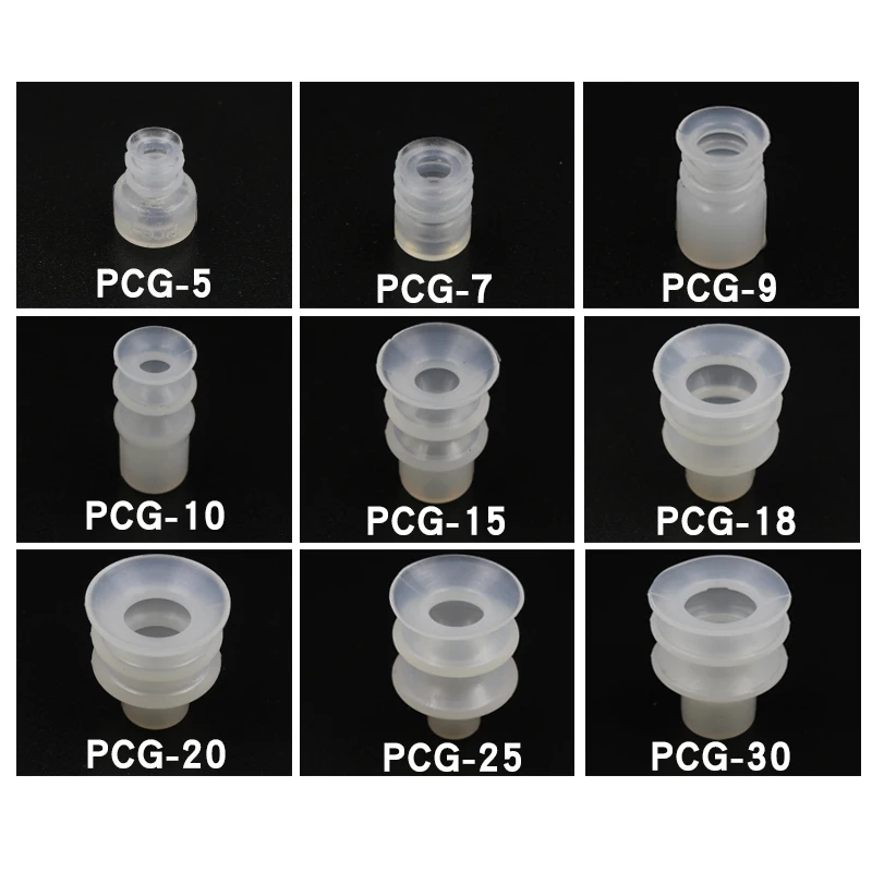 5pcs Pneumatic Industrial Robot Accessories Vacuum Suction Black White PCG-60/90 Manipulator Vacuum Chuck Nozzle Suction Cups-BOLTTE