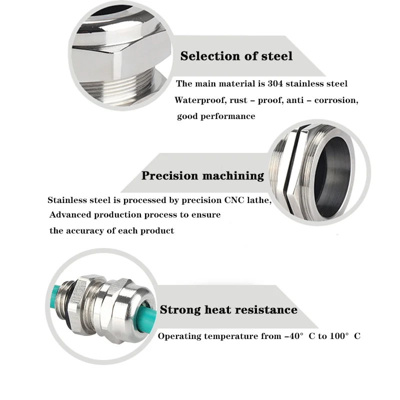 Waterproof Cable Gland Connector IP68 Nickel Plated Brass Metric Cable M8 M10 M12 M14 M16 M18-M36 Fit 18-25mm for 4-8mm Cable-BOLTTE