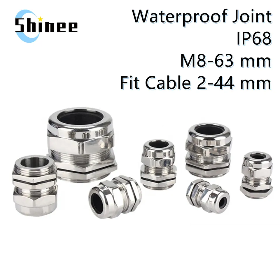 Waterproof Cable Gland Connector IP68 Nickel Plated Brass Metric Cable M8 M10 M12 M14 M16 M18-M36 Fit 18-25mm for 4-8mm Cable-BOLTTE
