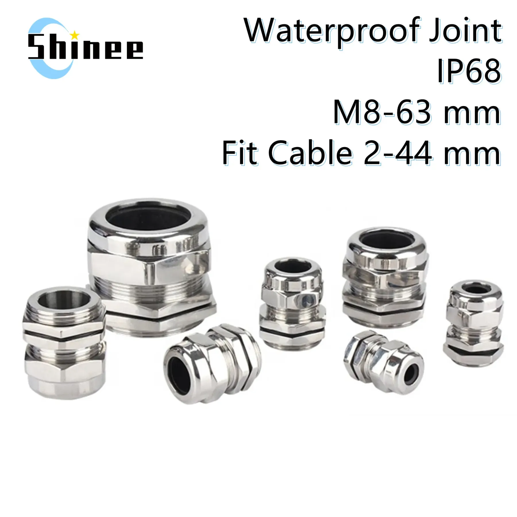 Waterproof Cable Gland Connector IP68 Nickel Plated Brass Metric Cable M8 M10 M12 M14 M16 M18-M36 Fit 18-25mm for 4-8mm Cable-BOLTTE