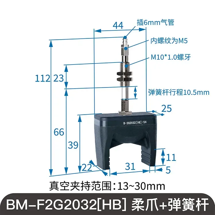 BM-F2G2032[HB]/SN Soft Touch Flexible Rubber Gripper Two-Finger Soft Claw Vacuum Suction Cup Manipulator with Suction Nozzle