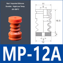 MP-12A red silicone vacuum suction cup with red foam pad, 8 mm mounting hole