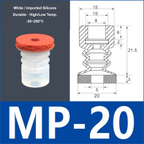 MP-20 white silicone vacuum suction cup with red foam pad, 8 mm mounting hole