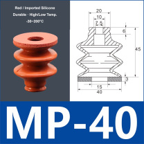 MP-40 red silicone vacuum suction cup with red foam pad, 8 mm mounting hole