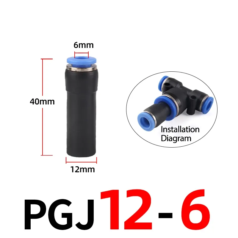 1PCS Or 5PCS Pneumatic Fittings Plug Push in Reducer through PGJ 6/8/10/12mm Tube To 4/6/8/10mm Tube Air Connector-BOLTTE
