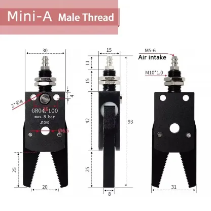 Mechanical Arm Gripper Pneumatic Clamp MINI A Male Female Thread Fixture Injection Molding Accessories Robot Automation Tools-BOLTTE