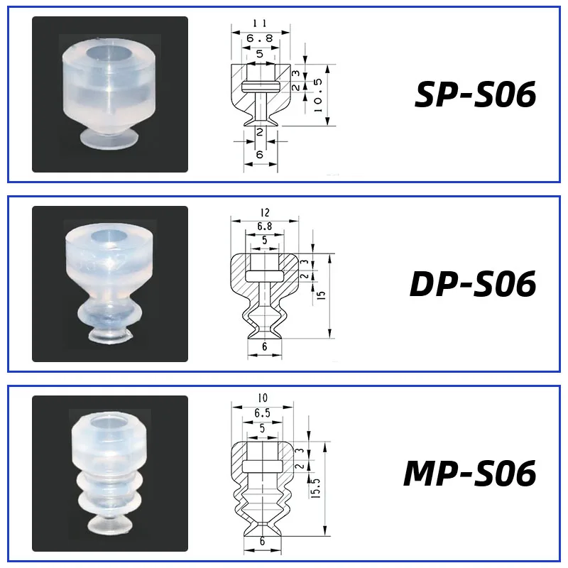 10Pcs/lot Manipulator vacuum suction cup silica gel  resistant suction nozzle pneumatic accessories Head mounting hole 5mm