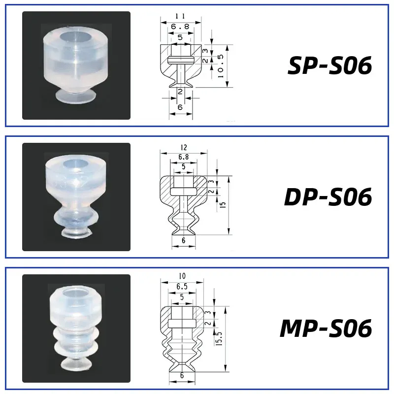 10Pcs/lot Manipulator vacuum suction cup silica gel  resistant suction nozzle pneumatic accessories Head mounting hole 5mm