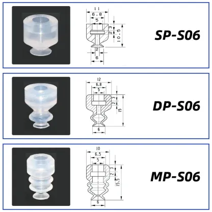 10Pcs/lot Manipulator vacuum suction cup silica gel  resistant suction nozzle pneumatic accessories Head mounting hole 5mm