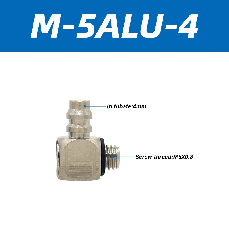 M Series Miniature Fittings M-5AU-4 M-5ALU-4 Male Barb Pneumatic Pipe Air Hose Quick Fitting Mini Connector M3 M4 M5 M6-BOLTTE