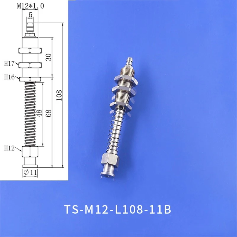 Tianxing Robot Vacuum Suction Cup Fitting M10/M12 Extend Thread Top Air Intake Sucker Buffer Connecting Rod Automation Tools-BOLTTE