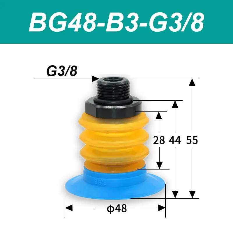 BG Series Pneumatic Vacuum Suction Cup Soft Bag Sucker BG25/34/41/48/63 for Injection Molding Machine Automation Tools-BOLTTE