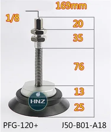 Vacuum suction cup hardware support set PFG-120-250 top air inlet metal rod A18 / A22