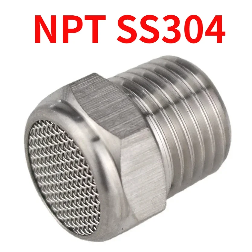 M5 1/8" 1/4" 3/8" 1/2" -2" BSP NPT Male Pneumatic Air 304 316 Stainless Steel Exhaust Muffler Silencers Fitting Noise Filter-BOLTTE