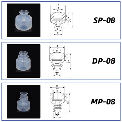 10Pcs/lot Manipulator vacuum suction cup silica gel  resistant suction nozzle pneumatic accessories Head mounting hole 8mm-BOLTTE